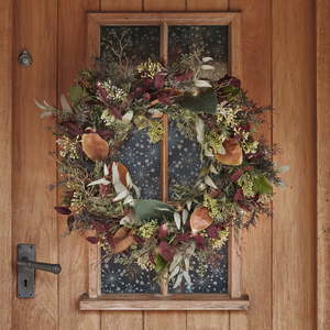 60cm Pre Lit Autumn Winter Wreath