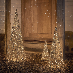 Studley Rattan Cone Outdoor Christmas Decoration Trio