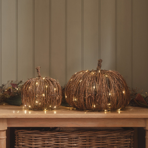 Set of 2 Rattan Light Up Pumpkins