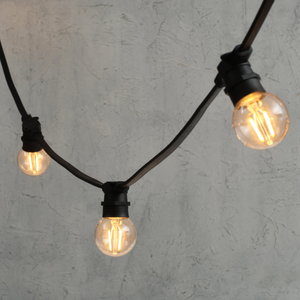 Plus Connect Warm White Connectable Festoon Lights G60 Bulb Clear Cap Black Cable