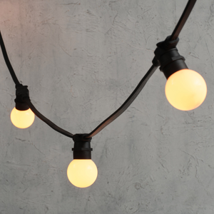 Plus Connect Warm White Connectable Festoon Lights G60 Bulb Frosted Cap Black Cable