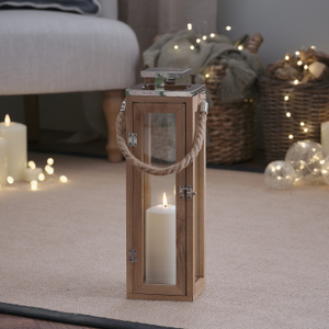 Large Salcombe Wooden Lantern with TruGlow® Candle