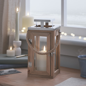 Small Salcombe Wooden Lantern with TruGlow® Candle
