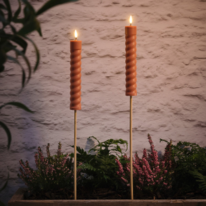 2 TruGlow® Terracotta Coloured Solar Tiki Torches With Remote Control