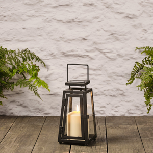 Small Porto Solar Metal Lantern with TruGlow® Candle