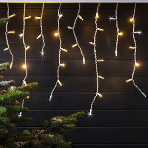 Pro Connect 12m 600 Warm White Sparkling Connectable Icicle Lights White Cable