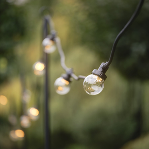 Pro Connect 30m 60 Warm White Connectable Festoon Lights Clear Cap Black Cable