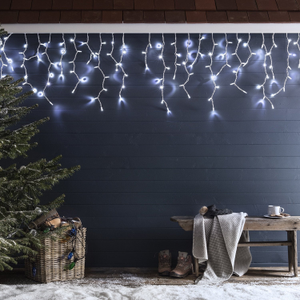 Pro Connect 12m 600 White Connectable Icicle Lights White Cable