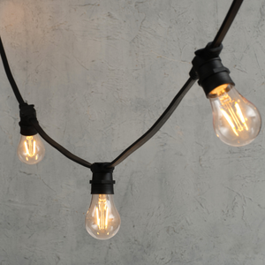 Plus Connect 10m 20 Warm White Connectable Festoon Lights A60 Bulb Clear Cap Black Cable
