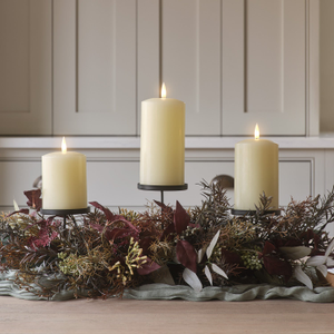 70cm Autumn Winter Trio Candle Holder with TruGlow® Pillar Candles
