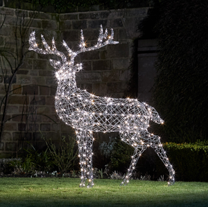 Grand Renne de Noël Harlow en Rotin 400 LED Bicolore