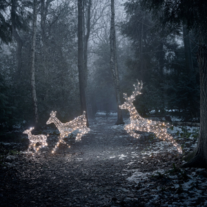 Trio de Rennes de Noël Harlow en Rotin à LED Bicolore