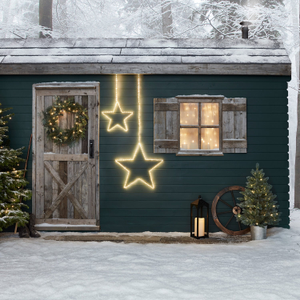 Lot de 2 Étoiles Lumineuses Extérieures à Suspendre