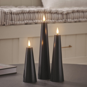 3 Bougies Coniques Noires TruGlow®