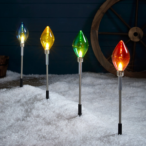 4 Balises Extérieures de Noël à Ampoules Multicolores