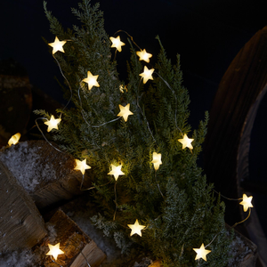 50er LED Micro Lichterkette außen Sterne aus Gummi warmweiß
