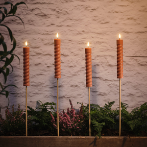 4er Set TruGlow® Solar Stabkerzen terracottafarben
