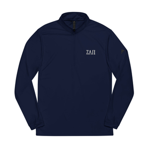 adidas® Embroidered Quarter-Zip Pullover - White ΣΑΠ