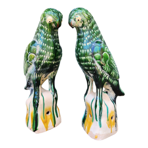 Vintage Parrot Roof Finial Statues- a Pair