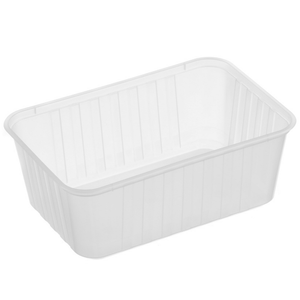 Awesome Ribbed Rectangle Plastic Container Natural 1000ml - 50 / SLEEVE
