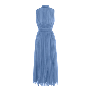 Riviera Elegant Blue Midi Silk Dress (M)