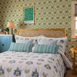 Chintz Floral Duvet Cover SET, Blue & Creme