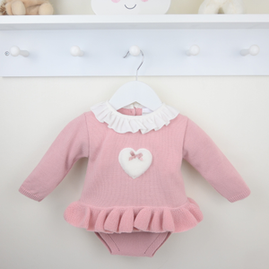 'Cecily' Dusty Pink Heart & Bow Detail Outfit