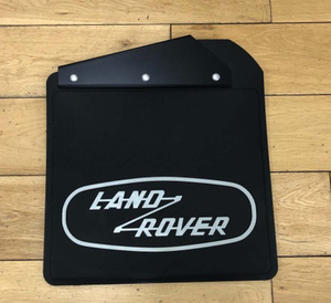 LR069266 - Defender Heritage Front Mudflap - Right Hand with Heritage Logo in White - Fits 90 / 110 / 130 - Genuine Land Rover