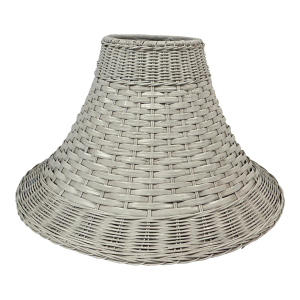 1980s White Wicker Lamp Shade