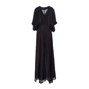 Long Black Dress With V-Neck And Slit (M/L)