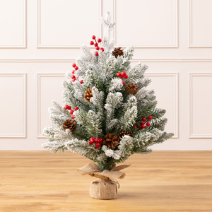 2ft Mini Flocked Cone & Berry Tree
