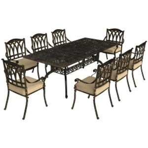 Outsunny Nine-Piece Cast Aluminium Garden Dining Set - Bronze Tone