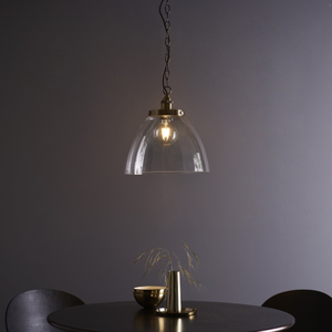 102926 Hansen Grand 1 Light Pendant Antique Brass Plate And Clear Glass