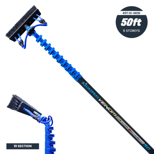 Grade A Aquaspray® Venom 50ft 40T High-Mod Waterfed Window Cleaning Pole – 10-Section