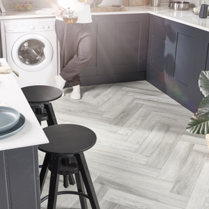 Aqua Plank Ravine Grey Herringbone Click Vinyl Flooring