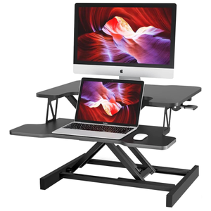 ErgoLift Manual Sit Stand Adjustable Desk Converter for Laptop and Monitor – Black, 65cm Width
