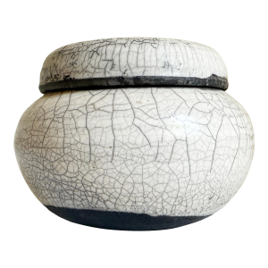 Vintage Raku Crackle Glaze Lidded Box
