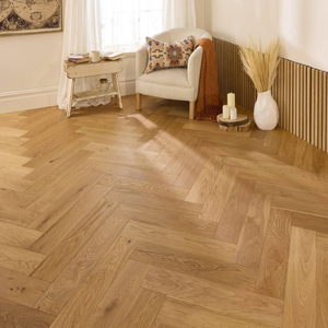 Herringbone Parquet Engineered Flooring 14mm Natural Oak Brushed Matt Lacquer
