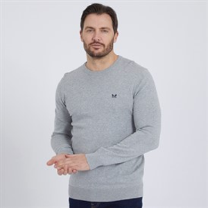 Crew Clothing Mens Crew Neck Jumper Mid Grey Marl
