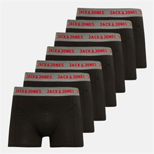 JACK & JONES Mens Twisted Waistband Seven Pack Boxer Trunks Black