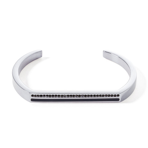 Elegance Bangle Cuff Square Stripes Black
