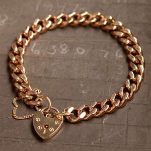 Pre-Owned Vintage 1974 9ct Gold Curb Link Padlock Bracelet