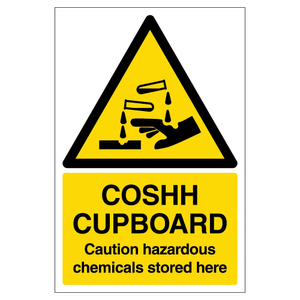 COSHH Cupboard Caution Hazardous Chemica 150 x 200 mm - Self Adhesive Vinyl
