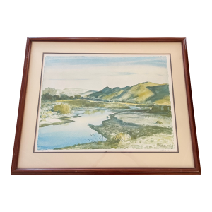 1970s Peter Hurd Signed Watercolor, Framed