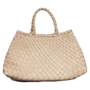 Woven Leather Tote 'Elisabetta' - Pearl