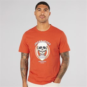 JACK & JONES Mens Anatomy Skull T-Shirt Summer Fig