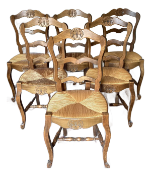 French Rush-Seat Country Chairs/6