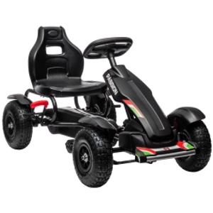 HOMCOM Metal Kids Pedal Go Kart with Adjustable Seat Inflatable Tyres Black