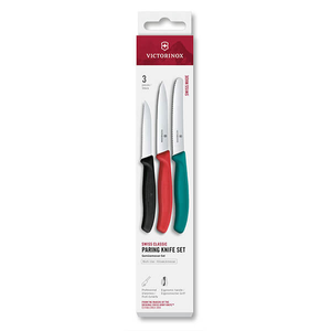 Victorinox Swiss Classic Black/Red/Green 3 Piece Paring Knife Box Set