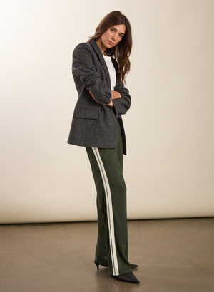 Petite Tippi 2.0 Side Stripe Trousers - UK 14 | EU 40 | US 10 / Deep Khaki & Cream Stripe